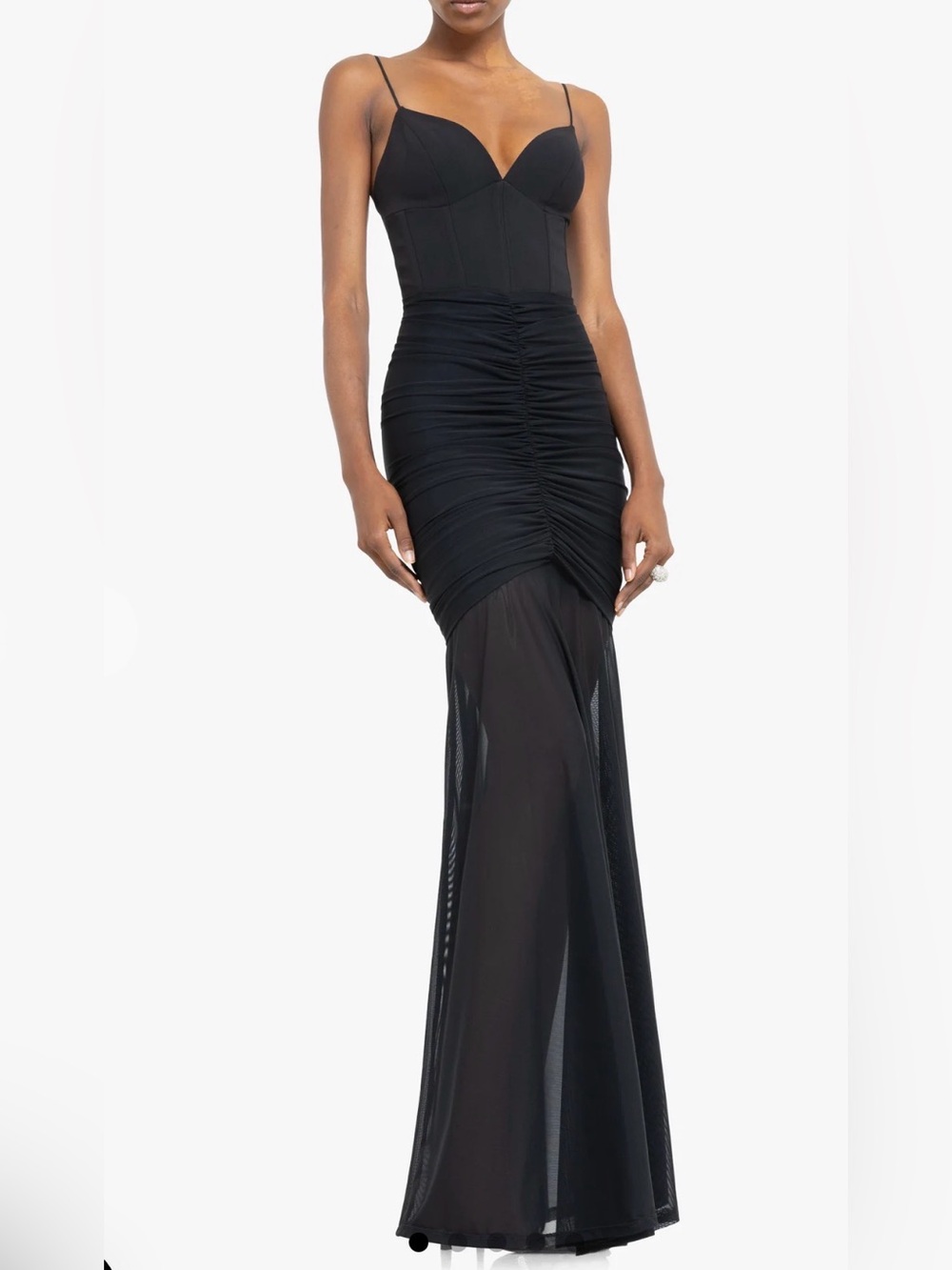 NWOT Black Halo Azura Corset Bodice Sheer Hem Cocktail Maxi Dress Sz 6 MRSP $296